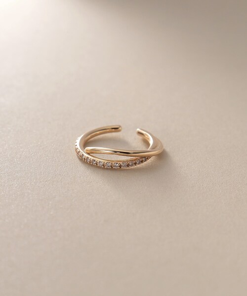 ココシュニック ボール2連カフ （K10ダイヤモンド クロスライン  