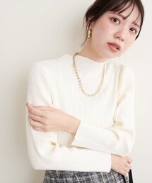 ダイヤ柄プチハイリブニット