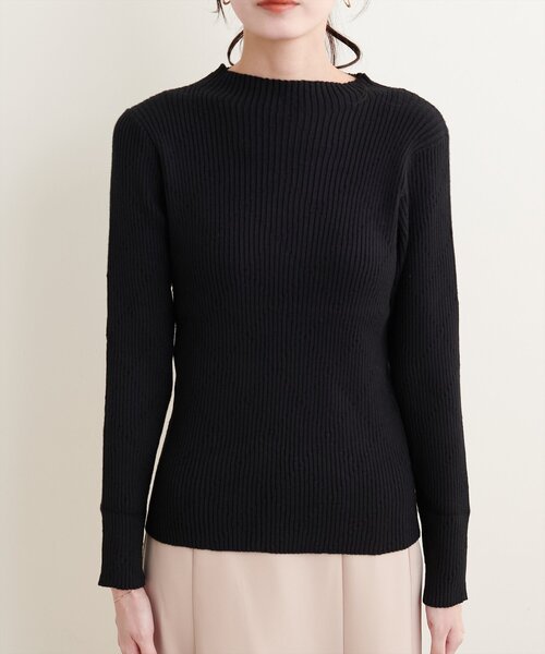 natural couture(ナチュラルクチュール)の「ダイヤ柄プチハイリブニット(ニット/セーター・レディース・ブラック/オフホワイト/オレンジ/パープル・FREE)」の5枚目の写真