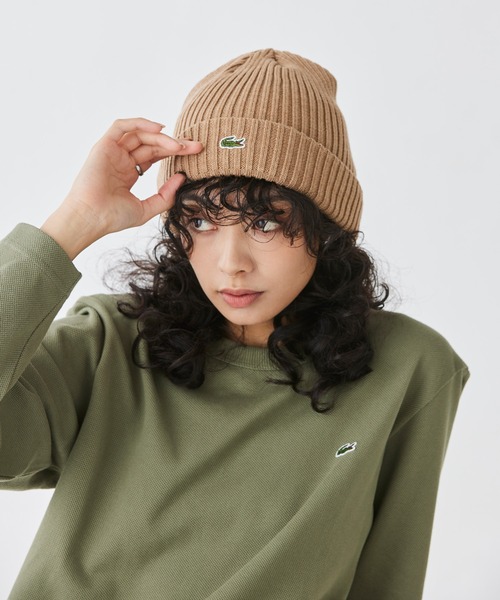 LACOSTE(ラコステ)の「ウールリブニットキャップ(ニットキャップ/ビーニー・メンズ・ベージュ/オレンジ/ダークネイビー/ブラック/ライトブルー/グレー・58cm)」の4枚目の写真