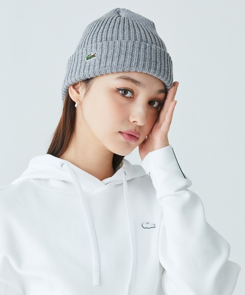LACOSTE(ラコステ)の「ウールリブニットキャップ(ニットキャップ/ビーニー・メンズ・ベージュ/オレンジ/ダークネイビー/ブラック/ライトブルー/グレー・58cm)」の3枚目の写真