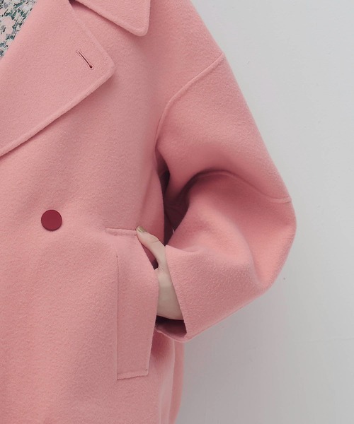 STUMBLY（スタンブリー）の「STUMBLY / Big Silhouette Pea Jacket(ビッグシルエットPジャケットコート)（ピーコート・レディース・ピンク・38）」の2枚目の写真