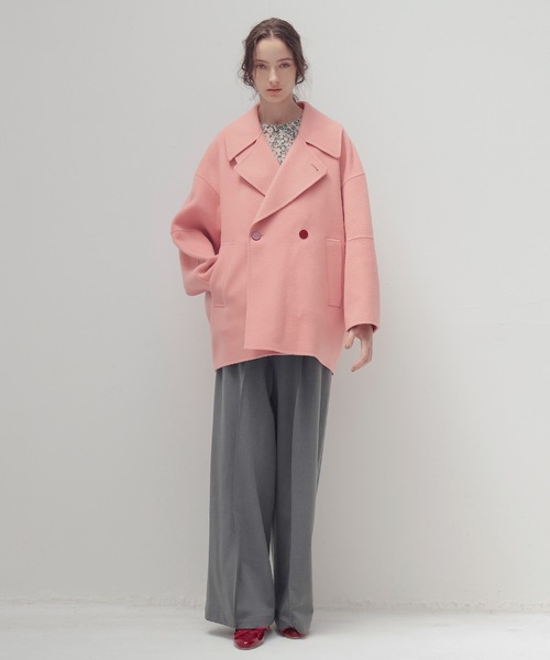 STUMBLY（スタンブリー）の「STUMBLY / Big Silhouette Pea Jacket(ビッグシルエットPジャケットコート)（ピーコート・レディース・ピンク・38）」の4枚目の写真
