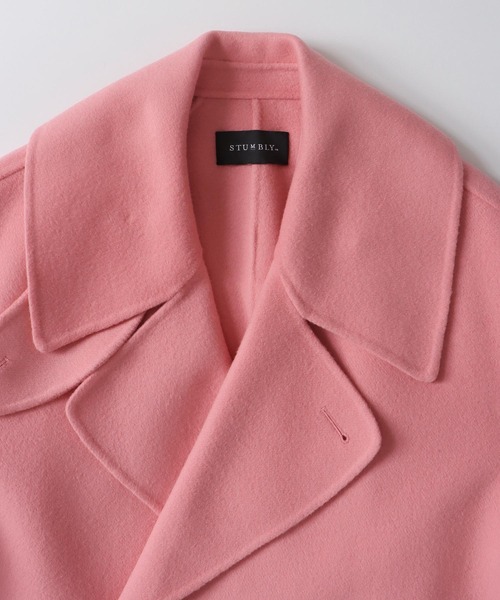 STUMBLY（スタンブリー）の「STUMBLY / Big Silhouette Pea Jacket(ビッグシルエットPジャケットコート)（ピーコート・レディース・ピンク・38）」の7枚目の写真