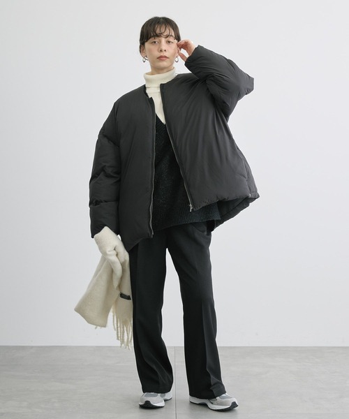 AMERICAN HOLIC(アメリカンホリック)の「リサイクル軽ポカ撥水加工ノーカラーコート(ノーカラーコート・レディース・アイボリー/ブラック・M/L)」の4枚目の写真