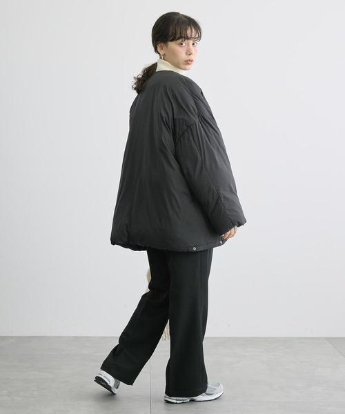 AMERICAN HOLIC(アメリカンホリック)の「リサイクル軽ポカ撥水加工ノーカラーコート(ノーカラーコート・レディース・アイボリー/ブラック・M/L)」の6枚目の写真