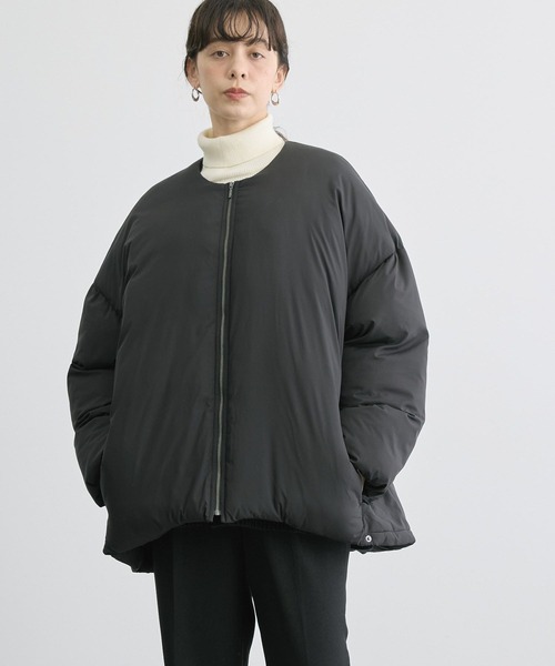 AMERICAN HOLIC(アメリカンホリック)の「リサイクル軽ポカ撥水加工ノーカラーコート(ノーカラーコート・レディース・アイボリー/ブラック・M/L)」の7枚目の写真