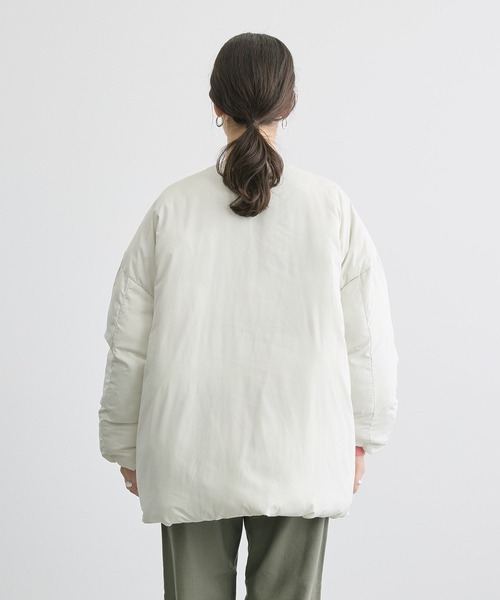 AMERICAN HOLIC(アメリカンホリック)の「リサイクル軽ポカ撥水加工ノーカラーコート(ノーカラーコート・レディース・アイボリー/ブラック・M/L)」の15枚目の写真