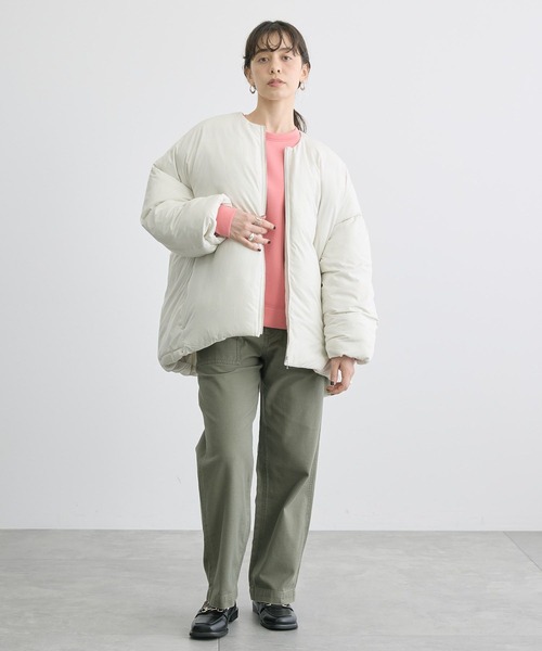 AMERICAN HOLIC(アメリカンホリック)の「リサイクル軽ポカ撥水加工ノーカラーコート(ノーカラーコート・レディース・アイボリー/ブラック・M/L)」の21枚目の写真