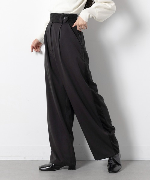 MAISON BREEZE(メゾンブリーズ)の「【MAISON BREEZE】サイドシャイニーラインワイドパンツ trc(その他パンツ・レディース・グレー/ベージュ/ブラック・FREE)」の9枚目の写真