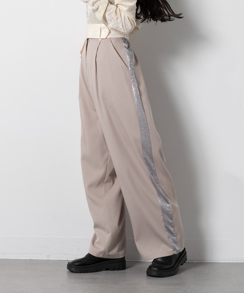 MAISON BREEZE(メゾンブリーズ)の「【MAISON BREEZE】サイドシャイニーラインワイドパンツ trc(その他パンツ・レディース・グレー/ベージュ/ブラック・FREE)」の22枚目の写真