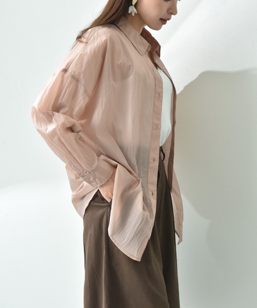 INTERPLANET(インタープラネット)の「シアー長袖シャツ(シャツ/ブラウス・レディース・チャコールグレー/グレイッシュベージュ/サックスブルー・FREE)」の7枚目の写真