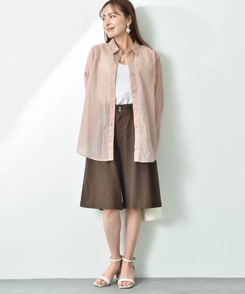 INTERPLANET(インタープラネット)の「シアー長袖シャツ(シャツ/ブラウス・レディース・チャコールグレー/グレイッシュベージュ/サックスブルー・FREE)」の10枚目の写真