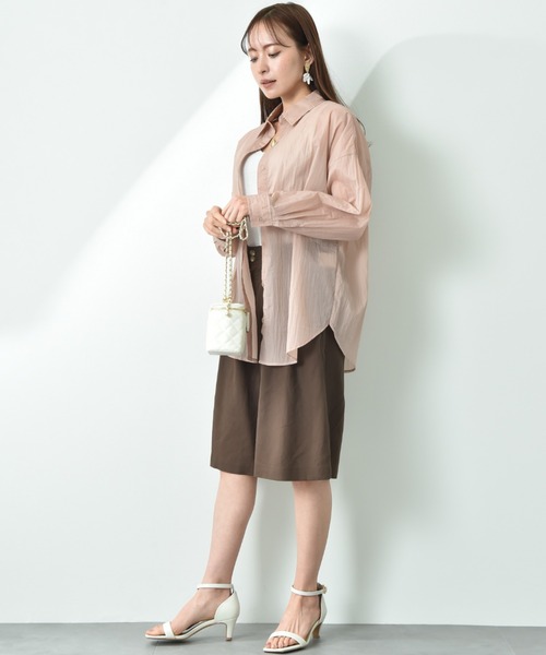 INTERPLANET(インタープラネット)の「シアー長袖シャツ(シャツ/ブラウス・レディース・チャコールグレー/グレイッシュベージュ/サックスブルー・FREE)」の11枚目の写真