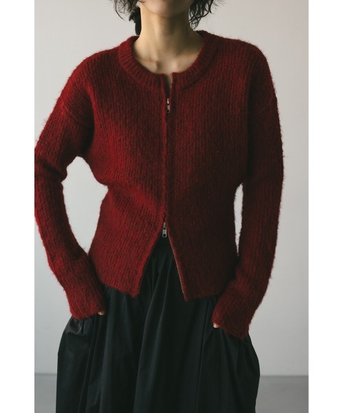 STYLEMIXER(スタイルミキサー)の「フラッフィージップニットカーデ(カーディガン/ボレロ・レディース・アイボリー/レッド/グレー・FREE)」の3枚目の写真