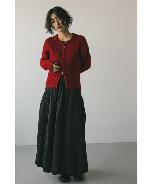 フラッフィージップニットカーデ GRY STYLEMIXER フラッフィージップニットカーデ GRY -ファッション