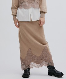 CHEMICAL OVERDYE LACE SWEAT SKIRT