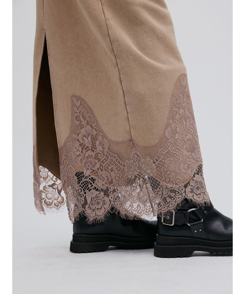 CHEMICAL OVERDYE LACE SWEAT SKIRT ベージュ　M Ameri（アメリ）の「CHEMICAL OVERDYE LACE SWEAT SKIRT（スカート