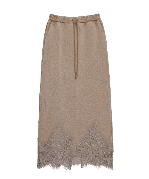 CHEMICAL OVERDYE LACE SWEAT SKIRT ベージュ　M CHEMICAL OVERDYE LACE SWEAT SKIRT（スカート）｜Ameri（アメリ）の