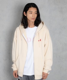 ADAMPATEK/logo zip up hoodie/ロゴ刺繍ルーズジップアップパーカー(AP2424006)
