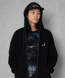 ADAMPATEK/logo zip up hoodie/ロゴ刺繍ルーズジップアップパーカー(AP2424006)