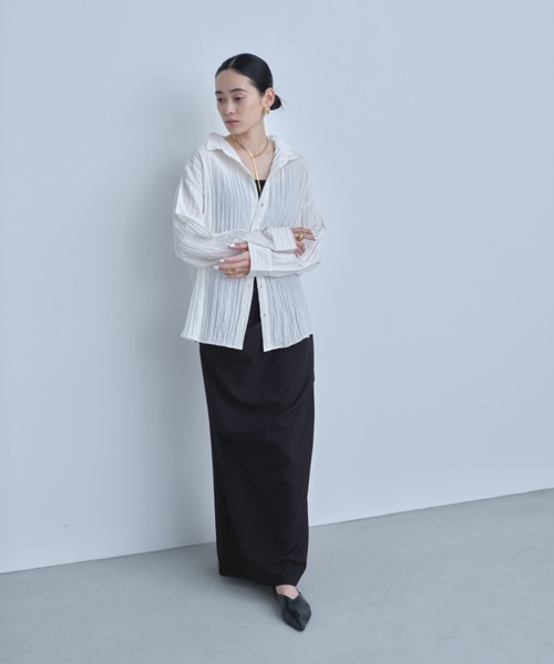 AIC.(エーアイシー)の「2WAYワッシャー加工シャツ/ハイネックトップス(シャツ/ブラウス・レディース・ネイビー/オフホワイト/ブルー/ブラック・FREE)」の16枚目の写真