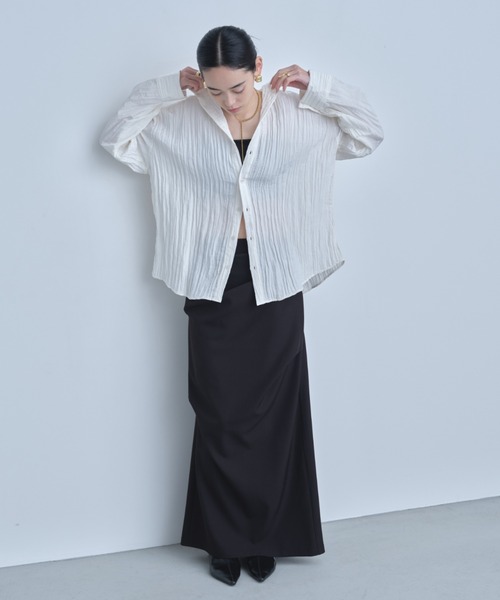 AIC.(エーアイシー)の「2WAYワッシャー加工シャツ/ハイネックトップス(シャツ/ブラウス・レディース・ネイビー/オフホワイト/ブルー/ブラック・FREE)」の17枚目の写真