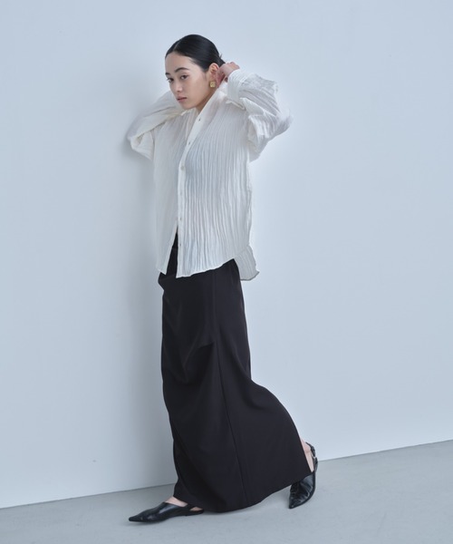 AIC.(エーアイシー)の「2WAYワッシャー加工シャツ/ハイネックトップス(シャツ/ブラウス・レディース・ネイビー/オフホワイト/ブルー/ブラック・FREE)」の18枚目の写真