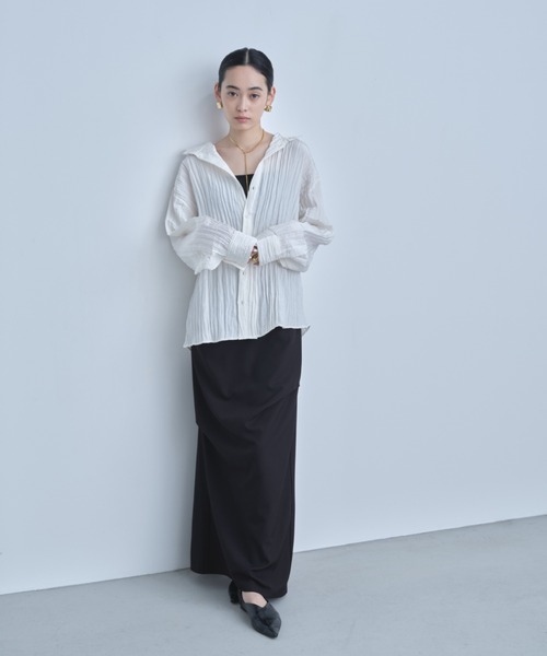 AIC.(エーアイシー)の「2WAYワッシャー加工シャツ/ハイネックトップス(シャツ/ブラウス・レディース・ネイビー/オフホワイト/ブルー/ブラック・FREE)」の19枚目の写真