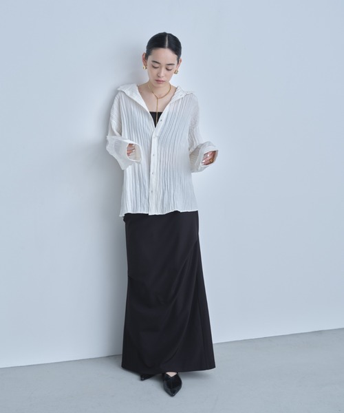 AIC.(エーアイシー)の「2WAYワッシャー加工シャツ/ハイネックトップス(シャツ/ブラウス・レディース・ネイビー/オフホワイト/ブルー/ブラック・FREE)」の20枚目の写真