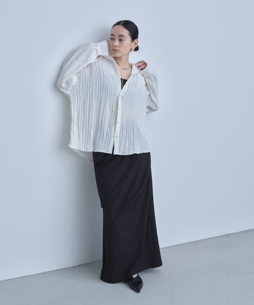 AIC.(エーアイシー)の「2WAYワッシャー加工シャツ/ハイネックトップス(シャツ/ブラウス・レディース・ネイビー/オフホワイト/ブルー/ブラック・FREE)」の21枚目の写真