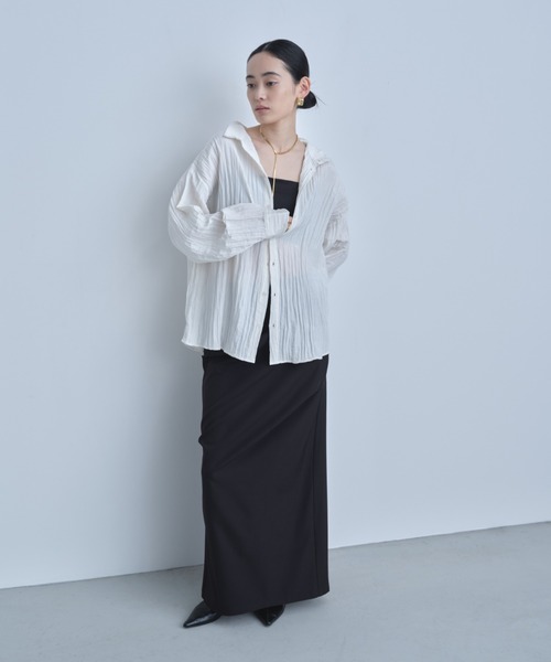AIC.(エーアイシー)の「2WAYワッシャー加工シャツ/ハイネックトップス(シャツ/ブラウス・レディース・ネイビー/オフホワイト/ブルー/ブラック・FREE)」の22枚目の写真