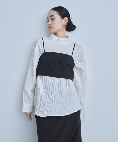 AIC.(エーアイシー)の「2WAYワッシャー加工シャツ/ハイネックトップス(シャツ/ブラウス・レディース・ネイビー/オフホワイト/ブルー/ブラック・FREE)」の11枚目の写真
