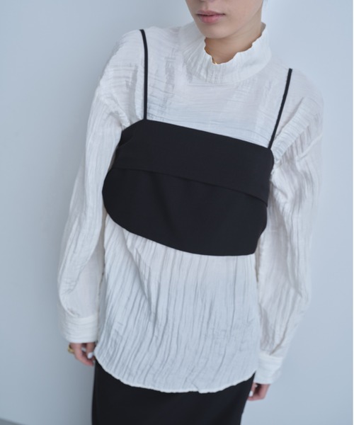 AIC.(エーアイシー)の「2WAYワッシャー加工シャツ/ハイネックトップス(シャツ/ブラウス・レディース・ネイビー/オフホワイト/ブルー/ブラック・FREE)」の14枚目の写真