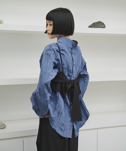 ブラウス シャツ ワッシャー加工 2WAYシャツ レディース AIC. ブラウス シャツ 2WAYワッシャー加工シャツ/ハイネック