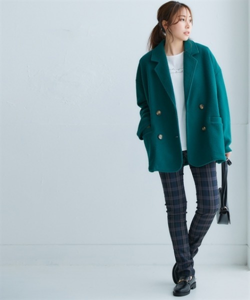 nissen（ニッセン）の「【販売終了】起毛素材ミドル丈テーラードジャケット（テーラードジャケット・レディース・ブラウン系その他/アイボリー/チャコール/グリーン・M/S/LL/L）」の10枚目の写真