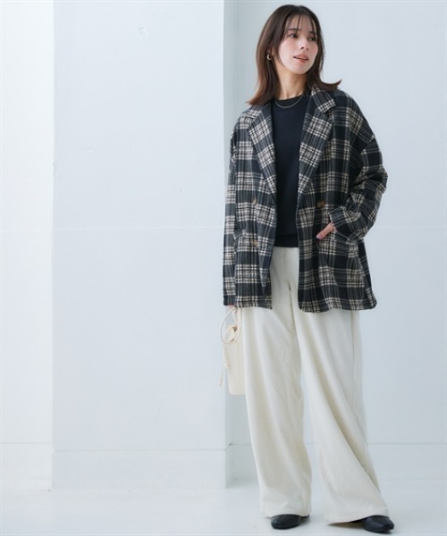 nissen（ニッセン）の「【販売終了】起毛素材ミドル丈テーラードジャケット（テーラードジャケット・レディース・ブラウン系その他/アイボリー/チャコール/グリーン・M/S/LL/L）」の16枚目の写真