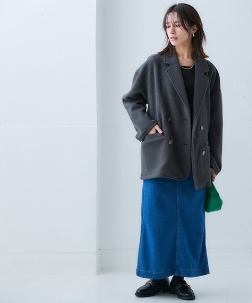 nissen（ニッセン）の「【販売終了】起毛素材ミドル丈テーラードジャケット（テーラードジャケット・レディース・ブラウン系その他/アイボリー/チャコール/グリーン・M/S/LL/L）」の11枚目の写真