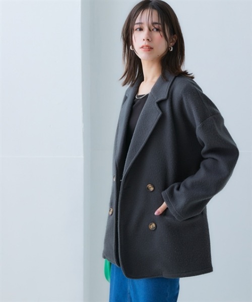 nissen（ニッセン）の「【販売終了】起毛素材ミドル丈テーラードジャケット（テーラードジャケット・レディース・ブラウン系その他/アイボリー/チャコール/グリーン・M/S/LL/L）」の12枚目の写真