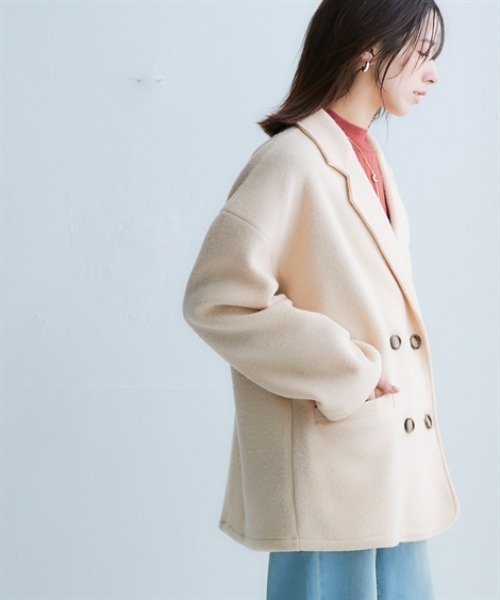 nissen（ニッセン）の「【販売終了】起毛素材ミドル丈テーラードジャケット（テーラードジャケット・レディース・ブラウン系その他/アイボリー/チャコール/グリーン・M/S/LL/L）」の13枚目の写真