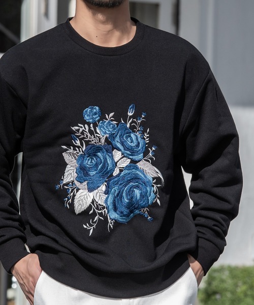 SILVER BULLET(シルバーバレット)の「『CavariA/キャバリア』薔薇刺繍長袖トレーナー(スウェット・メンズ・ブラック系2/ブラック系1/ホワイト・L/M)」の9枚目の写真