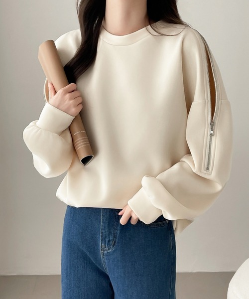 ABITOKYO(アビトーキョー)の「ショルダージップ段ボールスウェットプルオーバー(スウェット・レディース・ブラウン/アイボリー/ブラック・XL/M/L)」の14枚目の写真