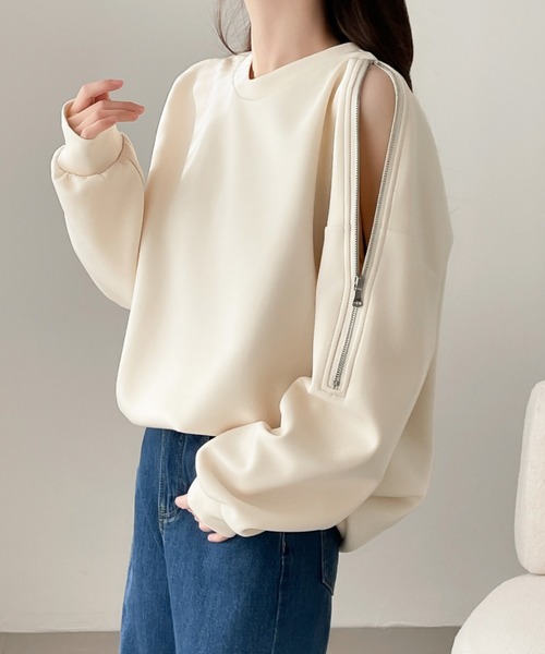 ABITOKYO(アビトーキョー)の「ショルダージップ段ボールスウェットプルオーバー(スウェット・レディース・ブラウン/アイボリー/ブラック・XL/M/L)」の18枚目の写真