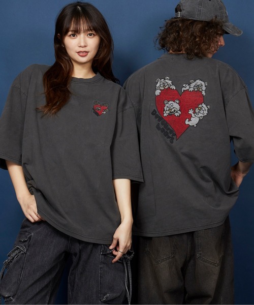 Tシャツ・カットソー IONSEOUL Rio Embroidery Oversized Fit Sweatshirt セール】Embroidery LOGO over size Tshirts 刺繍ロゴオーバー