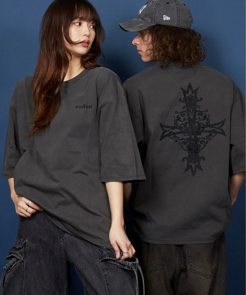 Tシャツ・カットソー IONSEOUL Rio Embroidery Oversized Fit Sweatshirt セール】オーバーサイズ 刺繍 Tシャツ 綿100％ /embroidery