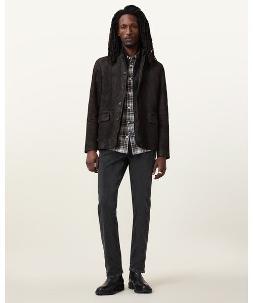 ALLSAINTS（オールセインツ）の「SURVEY DOUBLE LAYERED WAXED SUEDE BLAZER | SURVEY ダブル レイヤード ワックス スエード ブレザー（テーラードジャケット・メンズ・グレー系その他・XS/M/L/XL/S）」の13枚目の写真
