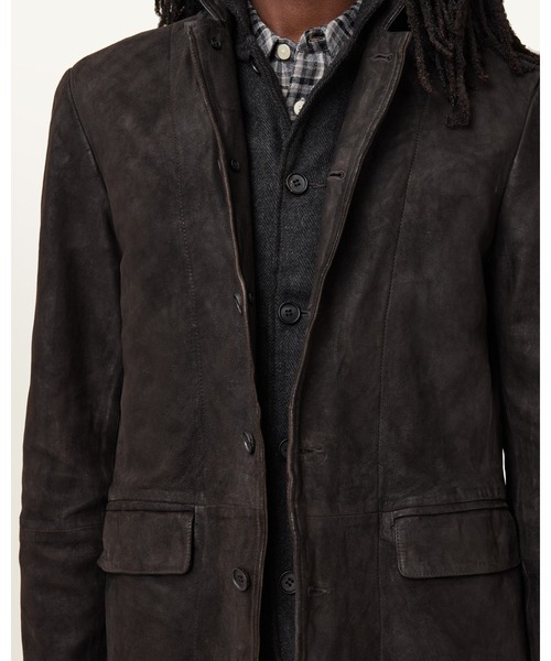 ALLSAINTS（オールセインツ）の「SURVEY DOUBLE LAYERED WAXED SUEDE BLAZER | SURVEY ダブル レイヤード ワックス スエード ブレザー（テーラードジャケット・メンズ・グレー系その他・XS/M/L/XL/S）」の14枚目の写真
