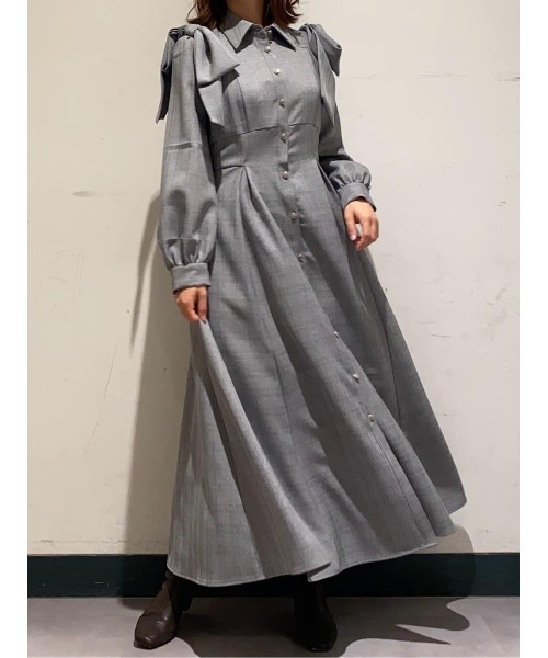 セール】肩リボンシャツワンピース（ワンピース）｜AND COUTURE