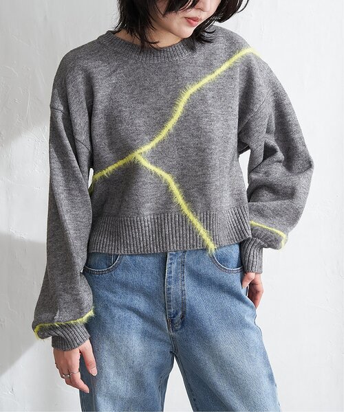 VENCEEXCHANGE（ヴァンスエクスチェンジ）の「アルパカタッチラインフェザープルオーバー（ニット/セーター・レディース・アイボリー/ブラック/グレー・FREE）」の13枚目の写真