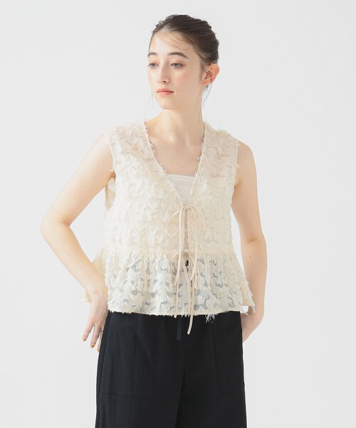 B:MING by BEAMS（ビーミングバイビームス）の「フリンジ ジャカード ノースリーブ ブラウス（シャツ/ブラウス・レディース・ブラック/ホワイト系その他5・ONE SIZE）」の2枚目の写真